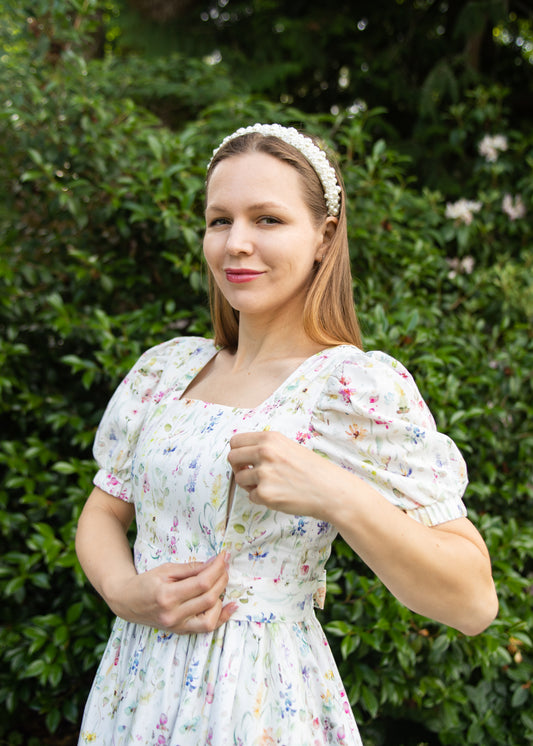 Lan Midi Dress with Nursing Zippers in Wildflowers (Ready-to-Ship)