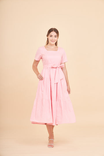 Versa Short Sleeve Dress with Nursing Zippers in Pink