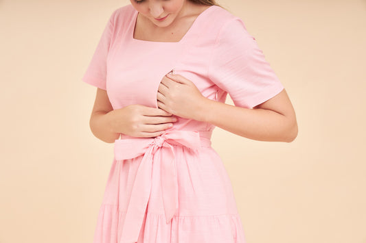 Versa Short Sleeve Dress with Nursing Zippers in Pink