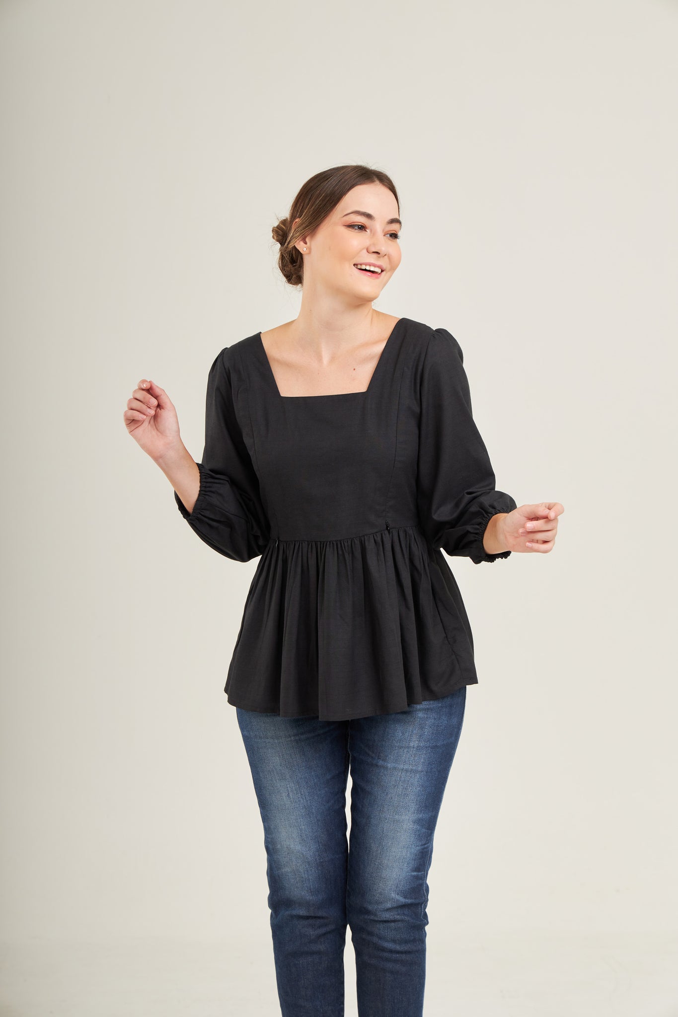 Embrace Cotton Top with Nursing Zippers in Black