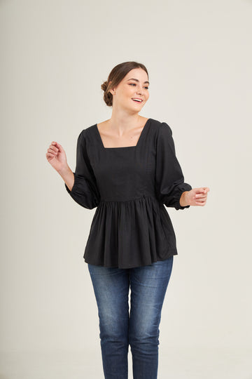 Embrace Cotton Top with Nursing Zippers in Black