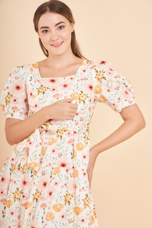 Versa Everywhere Dress with Nursing Zippers in Cherry Blossom