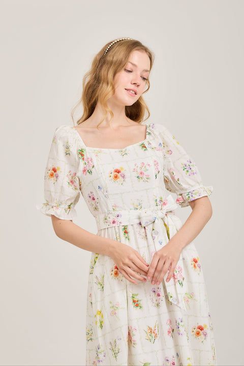 Ann Maxi Dress with Nursing Zippers in Birth Flowers