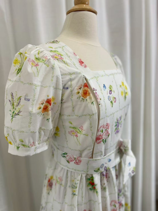 *Sample* Versa Dress with Nursing Zippers in Birth Flowers