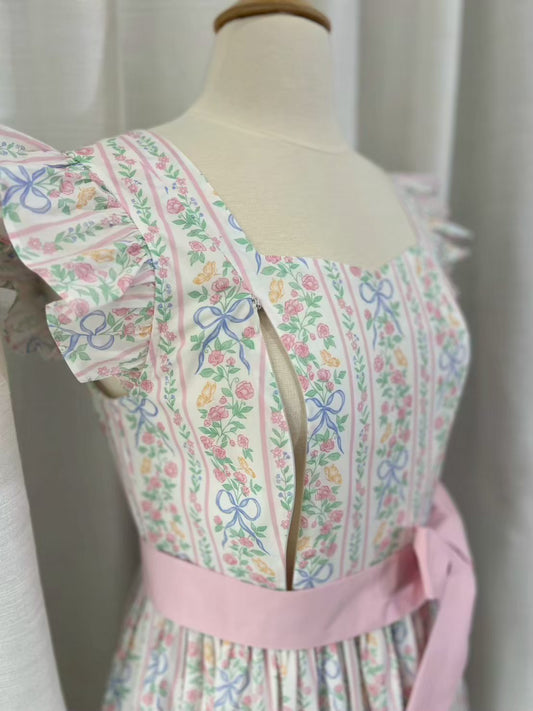 *Sample* Angela Maxi Dress with Nursing Zippers in Bowtanical Rose Garden