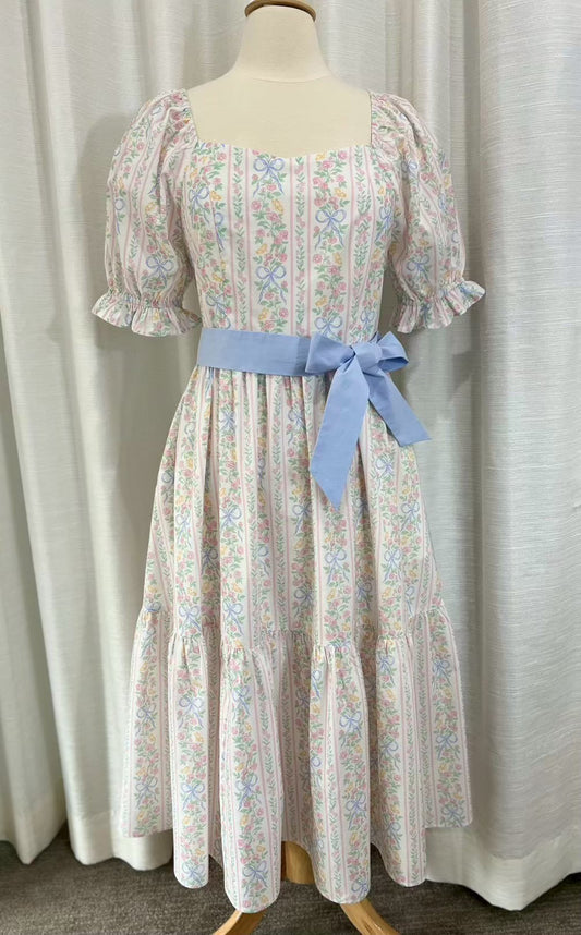 *Sample* Ann Midi Dress with Nursing Zippers in Bowtanical Rose Garden