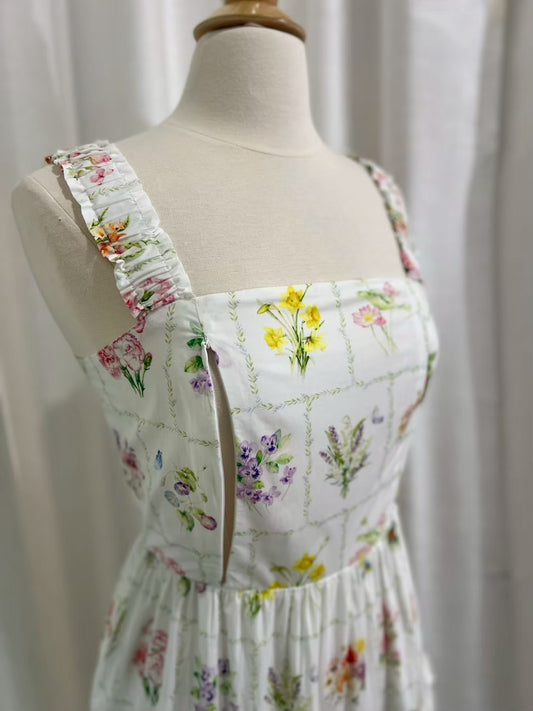 *Sample* Kanya Dress with Nursing Zippers in Birth Flowers
