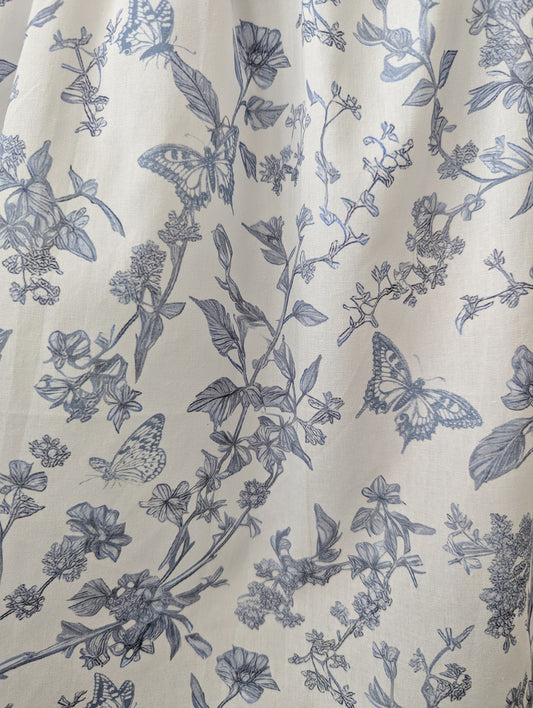 Little Angela Dress (Girls) in Blue Toile Butterfly