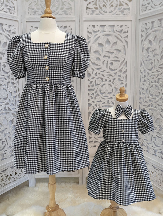 Darling Tweed Dress in Black Houndstooth (Ready-to-ship)