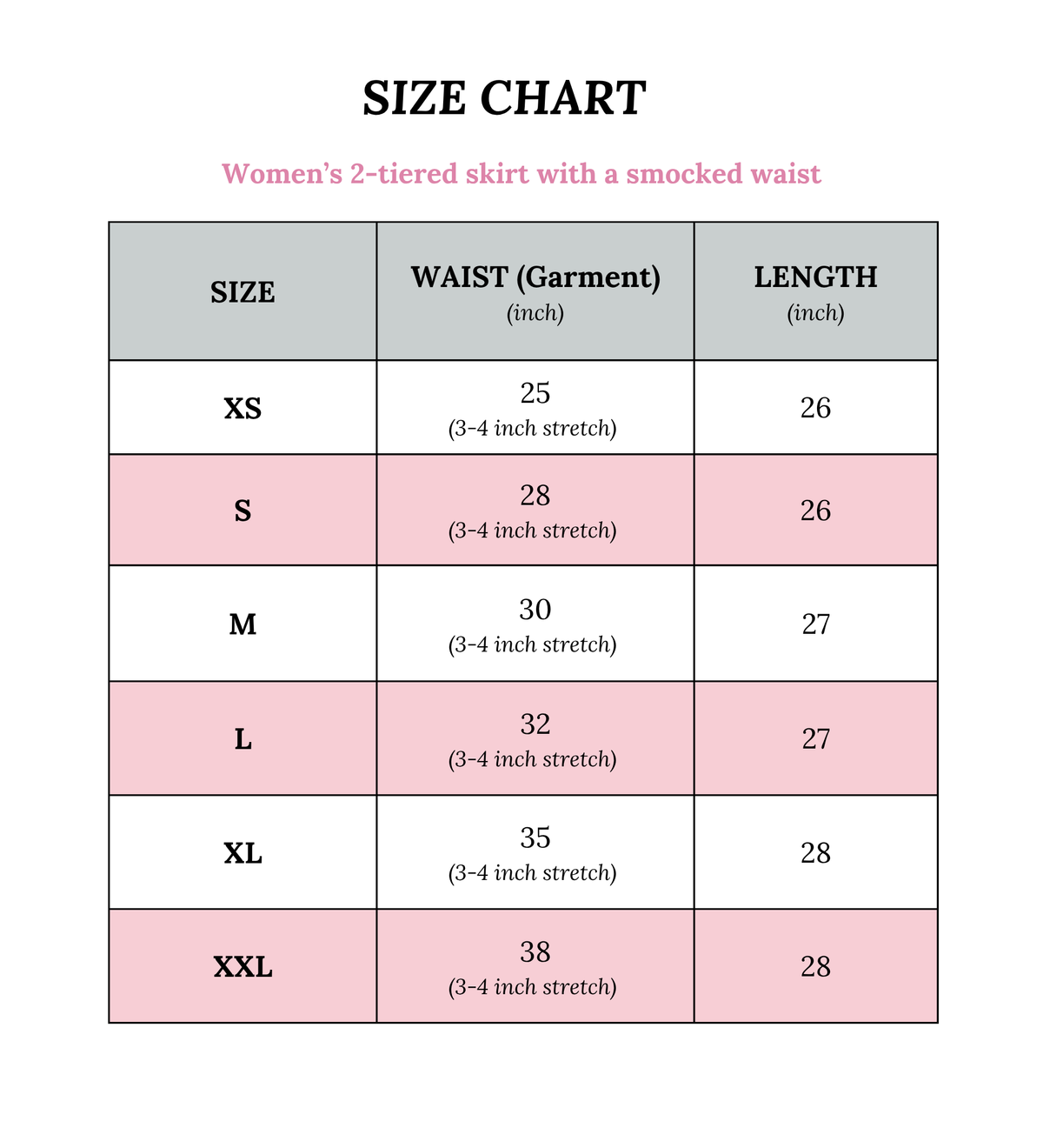 Size chart