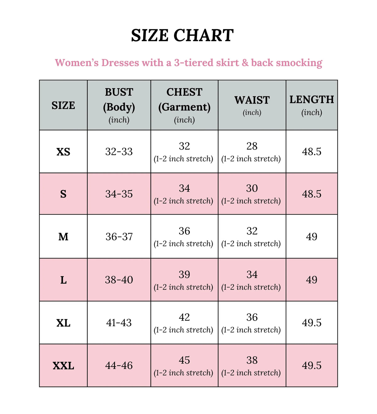 Size chart
