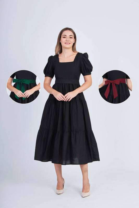 Versa Cotton Dress with Nursing Zippers in Black