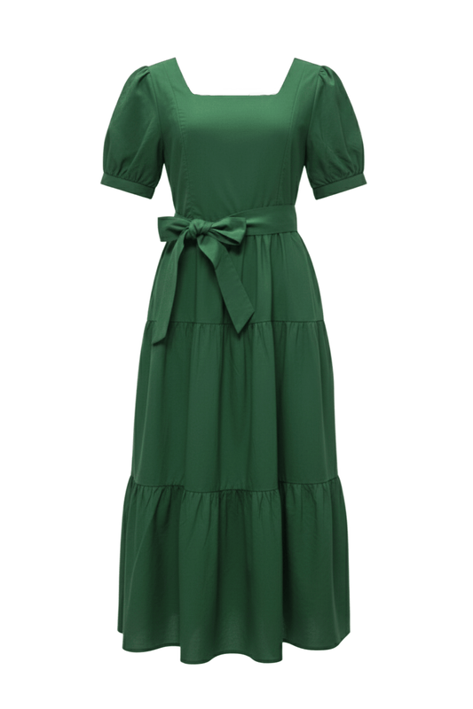 Versa Cotton Dress with Nursing Zippers in Evergreen