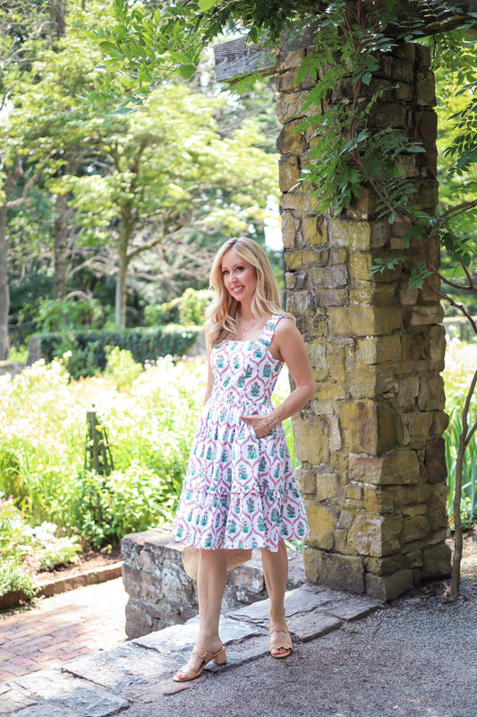 Knee-length Kanya Dress in Pink Aman (made-to-order)