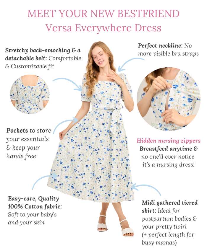 Versa Everywhere Dress with Nursing Zippers in Blue Cornflowers L (US10/12)