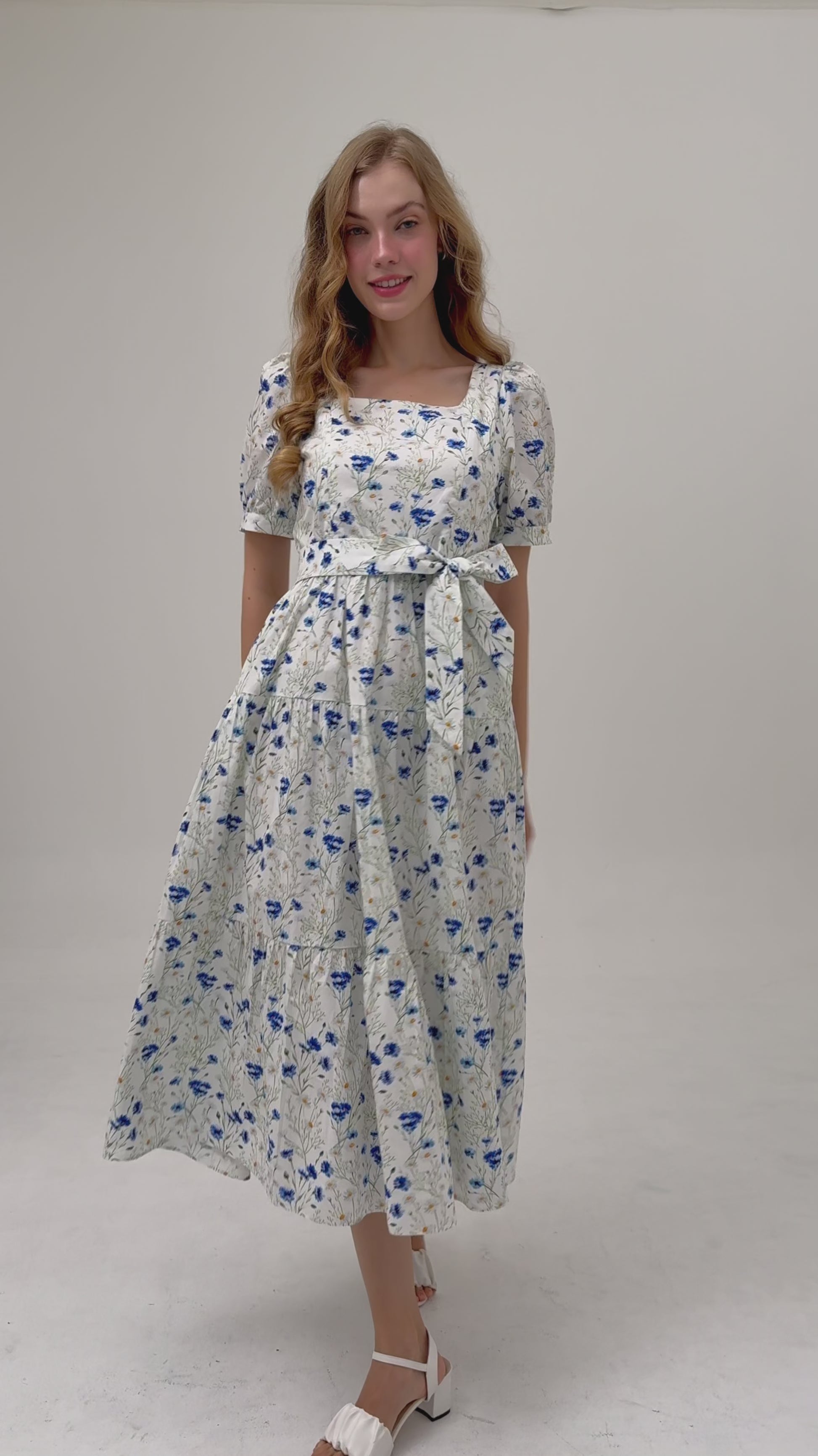 Versa Everywhere Dress with Nursing Zippers in Blue Cornflowers
