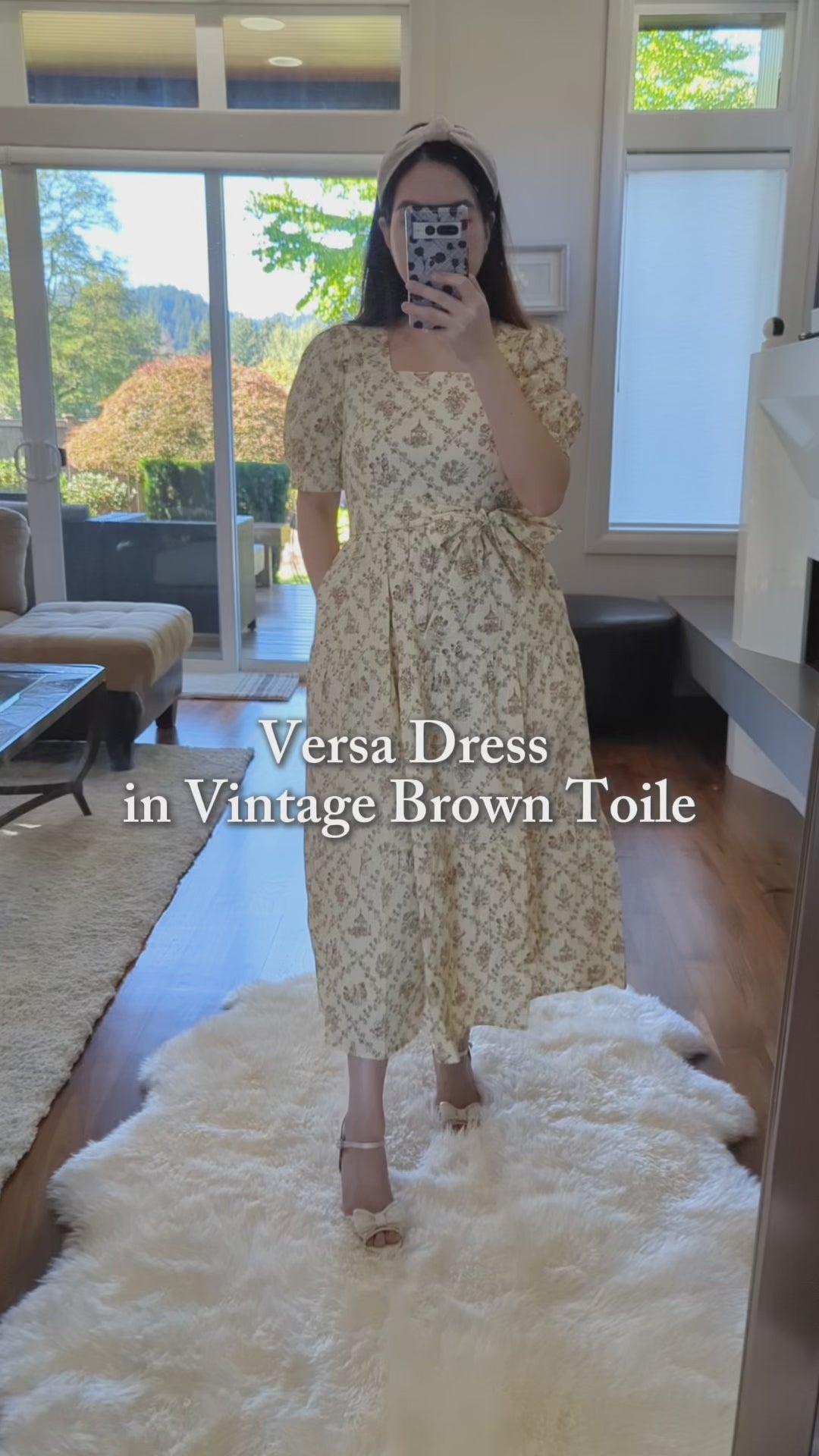 Versa Cotton Dress with Nursing Zippers in Vintage Brown