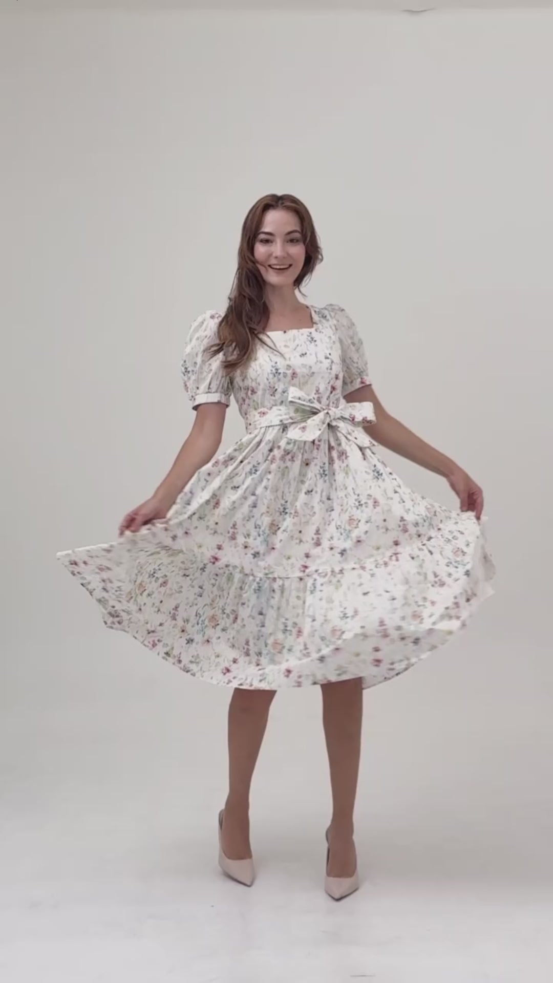 Enchanted Twirl Dress with Nursing Zippers in Wildflowers
