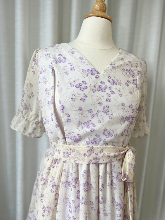All day dress with nursing zippers in Sweet Florals, knee-length, relaxed fit, size S, M, XXL