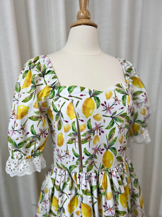 Lemon Midi Dress with nursing zippers
