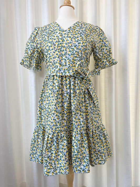 All day dress with nursing zippers in Rifle Paper Co Lemon print, size XL (Final Sale)
