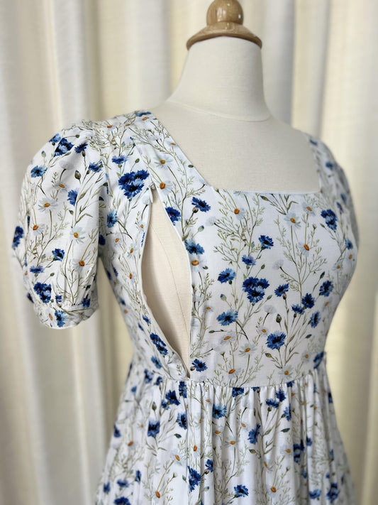 Versa Everywhere Dress with Nursing Zippers in Blue Cornflowers