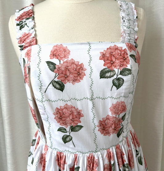 Kanya Maxi Dress with nursing zippers in Pink Hydrangeas (Ready-To-Ship)