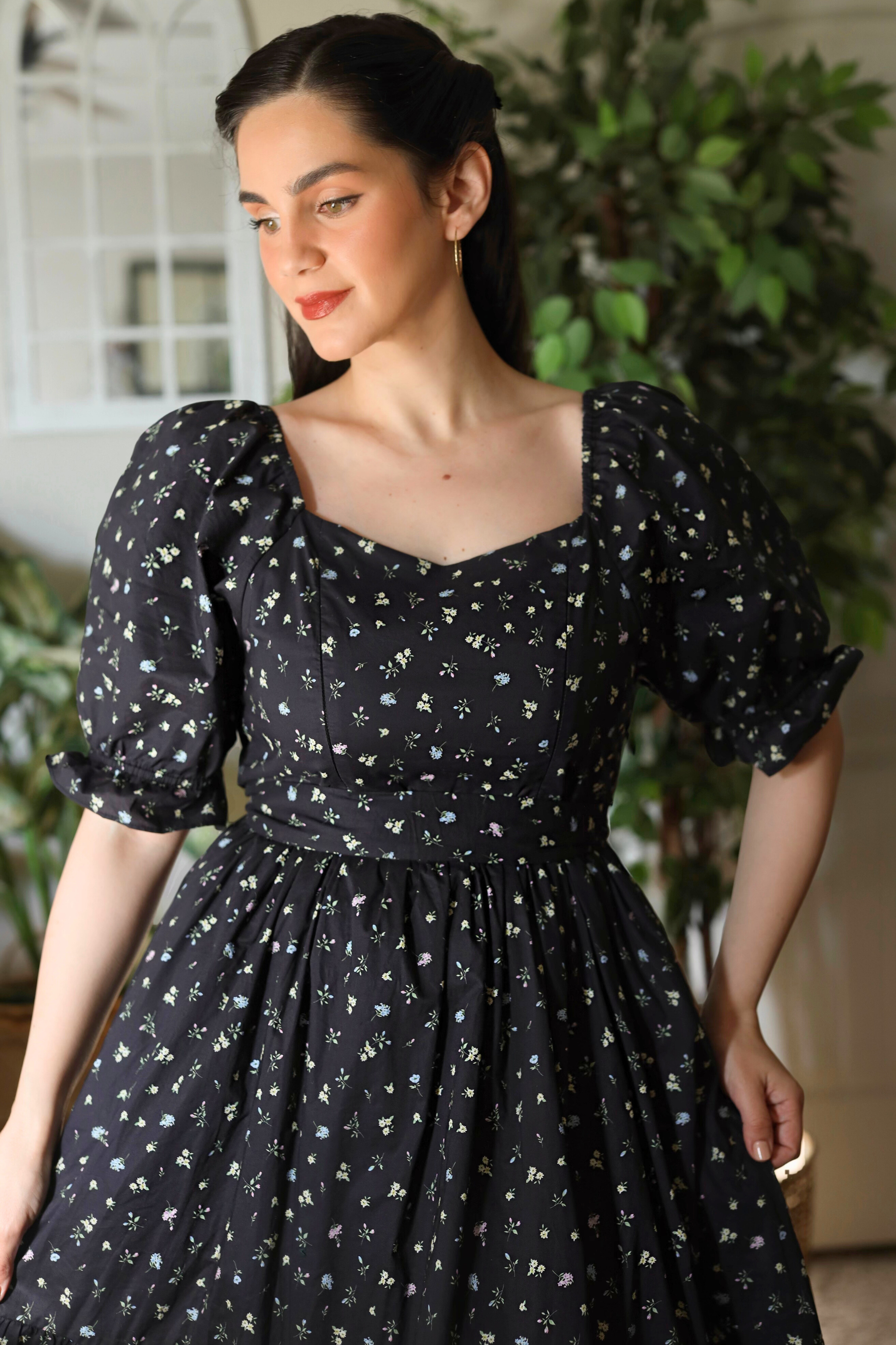 black floral cotton dress FINAL SALE