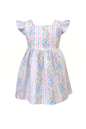 Little Angela Dress (Girls) in Bowtanical Rose Garden