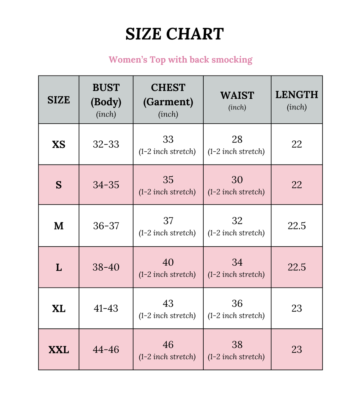 Size chart
