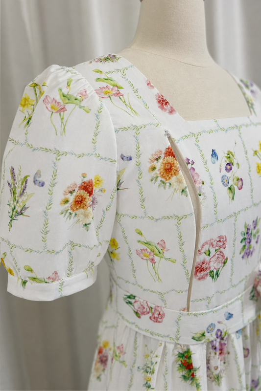 Versa Dress with Nursing Zippers in Birth Flowers