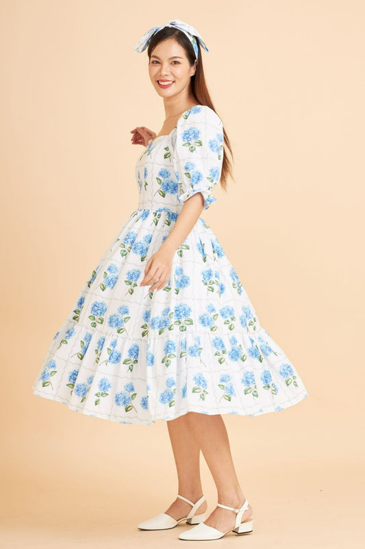 Ann Dress in Blue Hydrangeas (Pre-order)