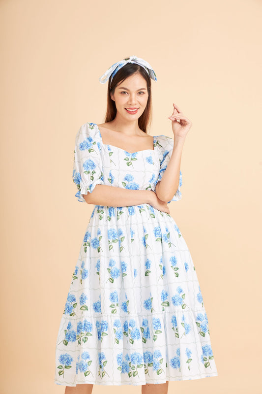 Ann Dress in Blue Hydrangeas (Pre-order)