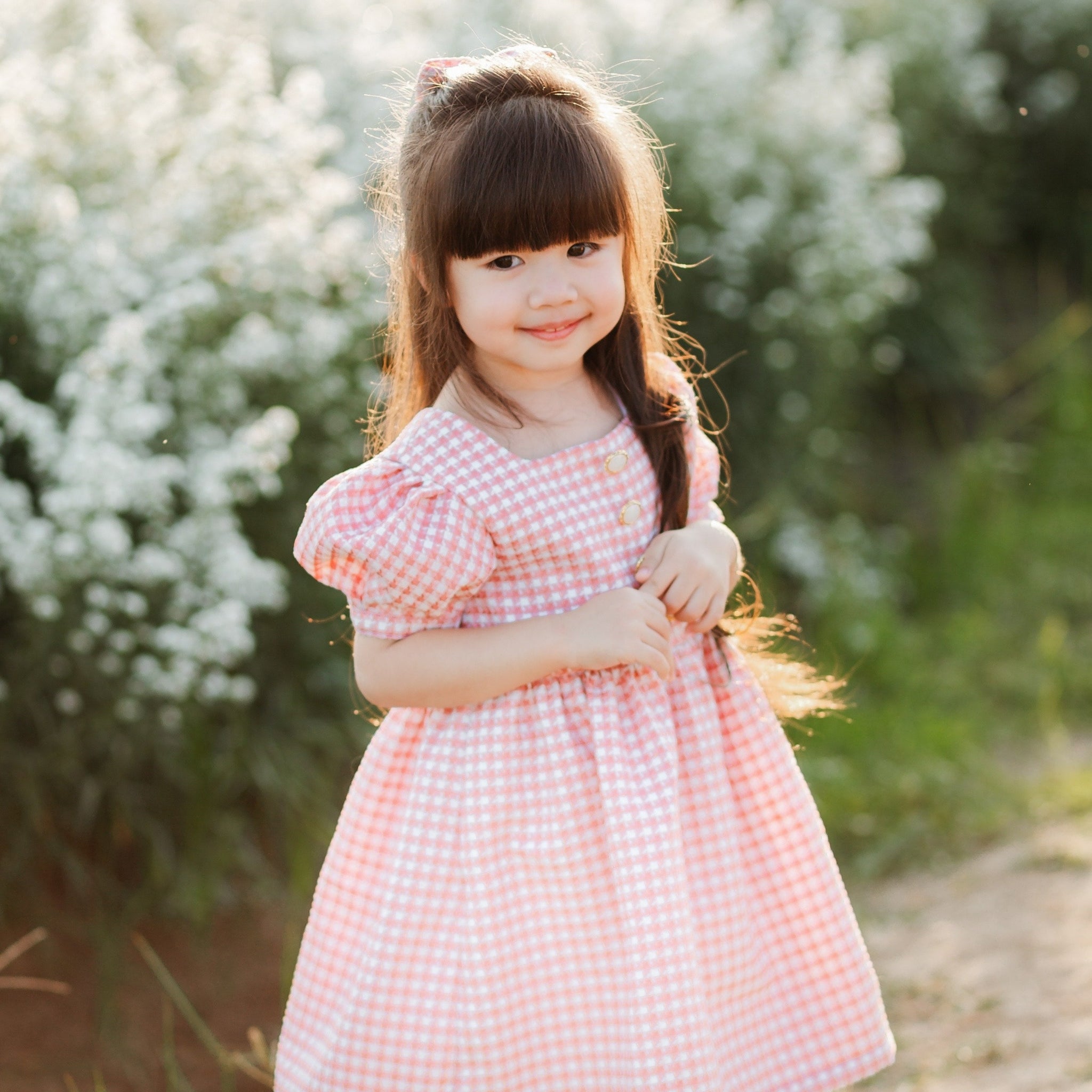 Little Tweed Dress in Pink Houndstooth (Ready-to-ship)