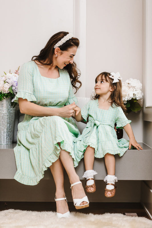 Little Everyday Dress in Green Plaid (size 5-6Y) -Final Sale