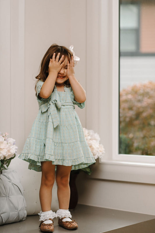 Little Everyday Dress in Green Plaid (size 5-6Y) -Final Sale